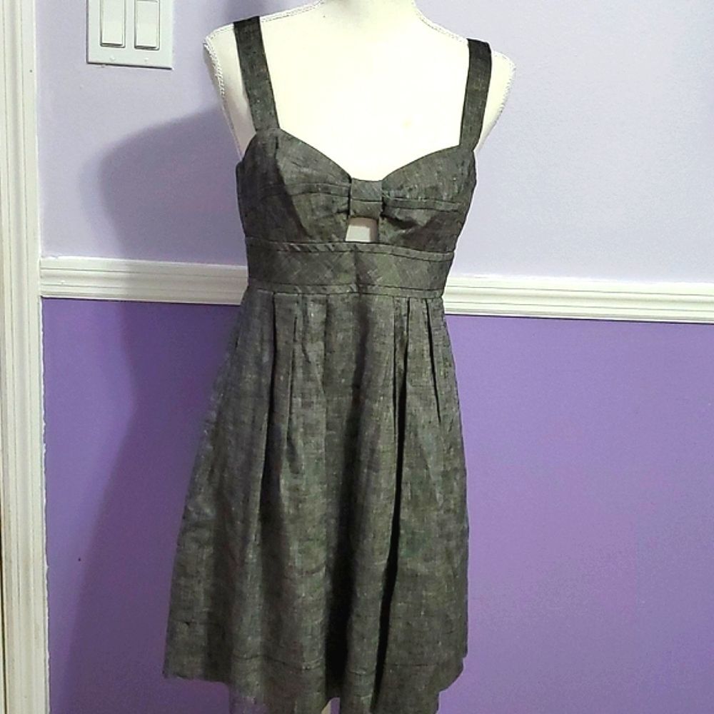 Trina Turk Trellis Lucia Dark Gray Linen Blend Cutout Waist Event Mini Dress 4